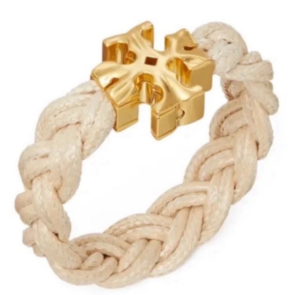 Tory Burch Jewelry - Tory Burch Roxanne Rolled Gold and white woven bracelet